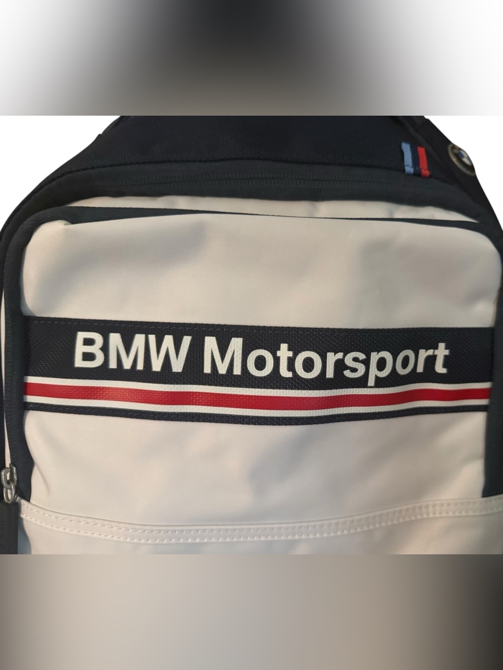 BMW Motorsport Backpack Navy & White with M Stripes NWOT - Picture 4 of 16